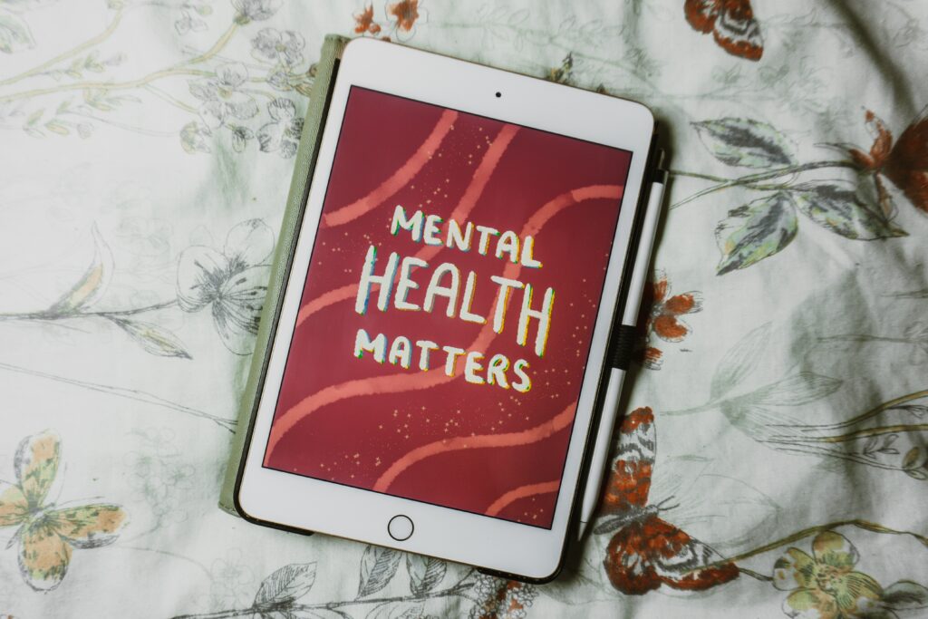 mental health matters written in blank on red background