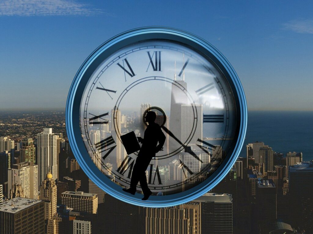 A man inside a clock