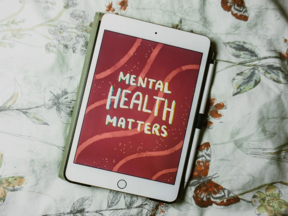 mental health matters written in blank on red background